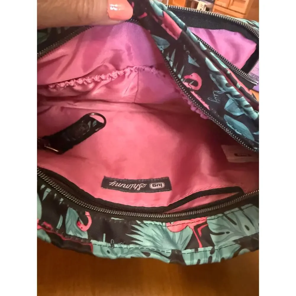 LUG RFID double dutch 3.0 crossbody flamingo black travel cleanable safety cute